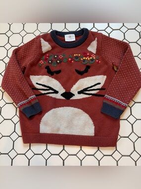 Hanna Andersson Fox Floral Woodland Sweater 120 6-7 y